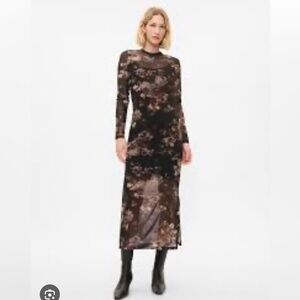 Gap Mesh Midi Dress - Floral - Size M - Style 588830
